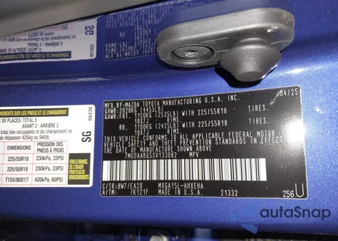 2025 Toyota Corolla Cross Xle из США, поврежденный, VIN 7MUDAABG5SV133082